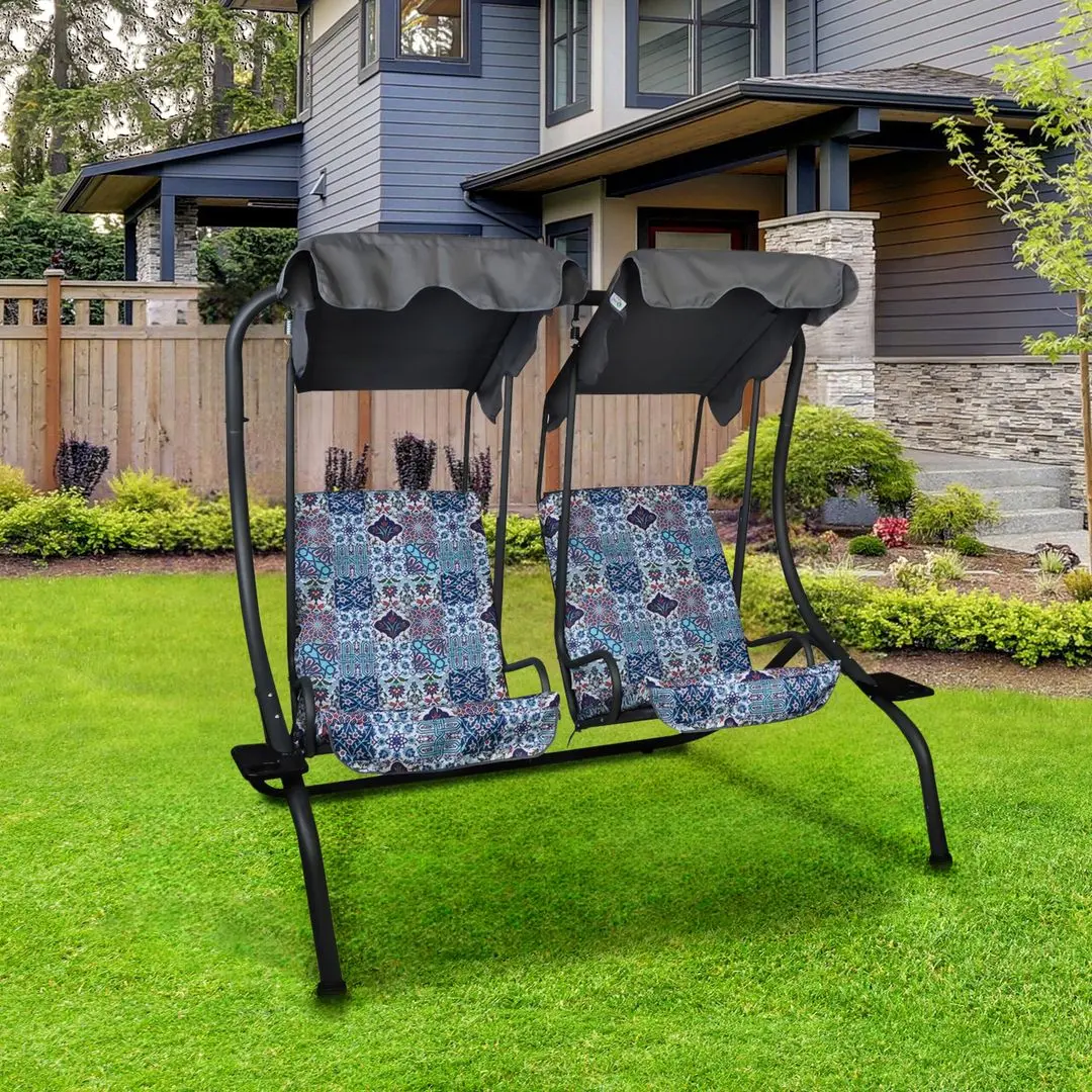 Скамья-качели с тентом Saska Garden Sonic Mosaic (Grey/Blue)