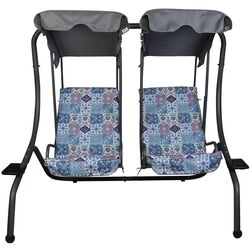 Скамья-качели с тентом Saska Garden Sonic Mosaic (Grey/Blue) Thumb