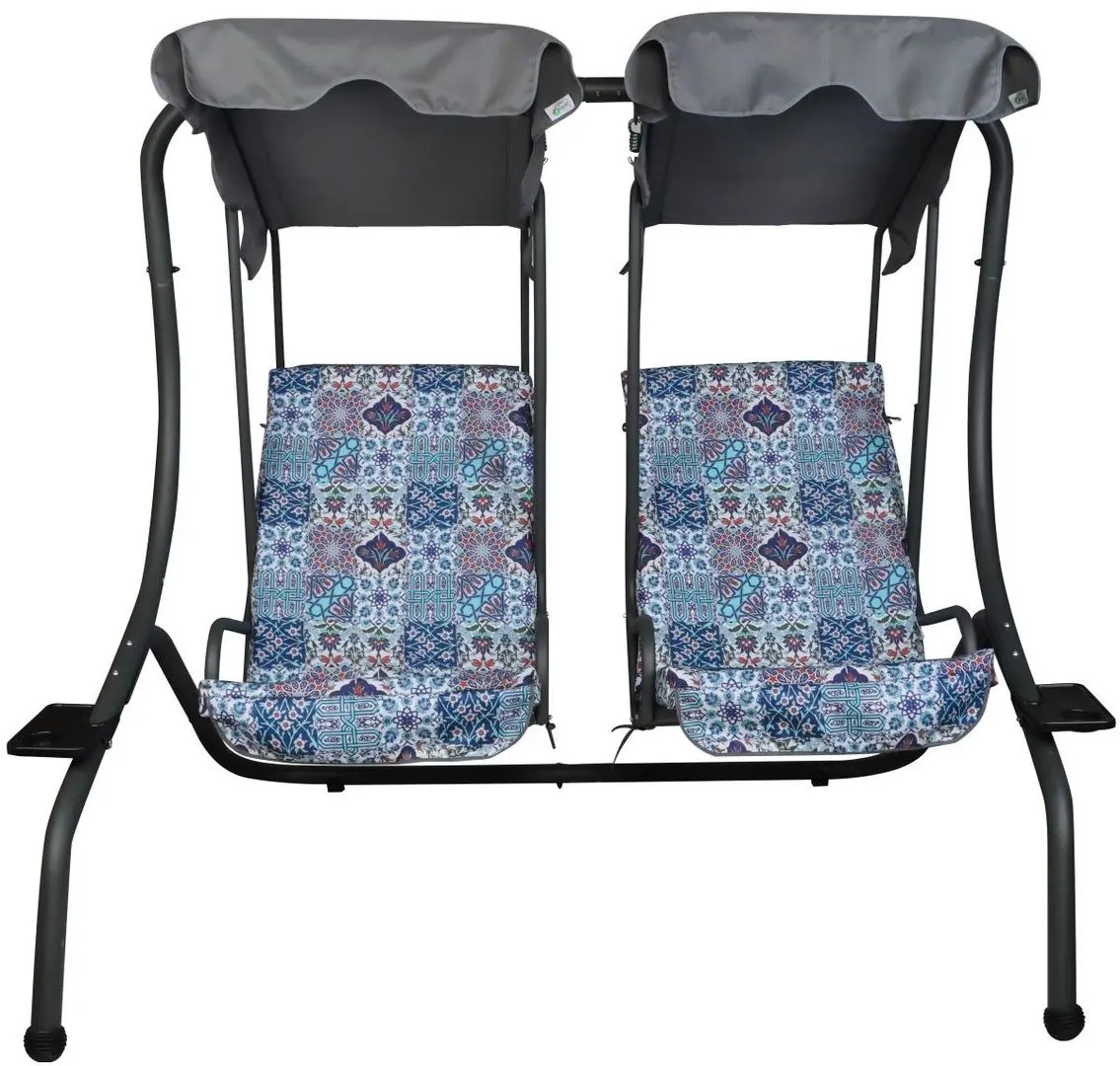 Скамья-качели с тентом Saska Garden Sonic Mosaic (Grey/Blue)