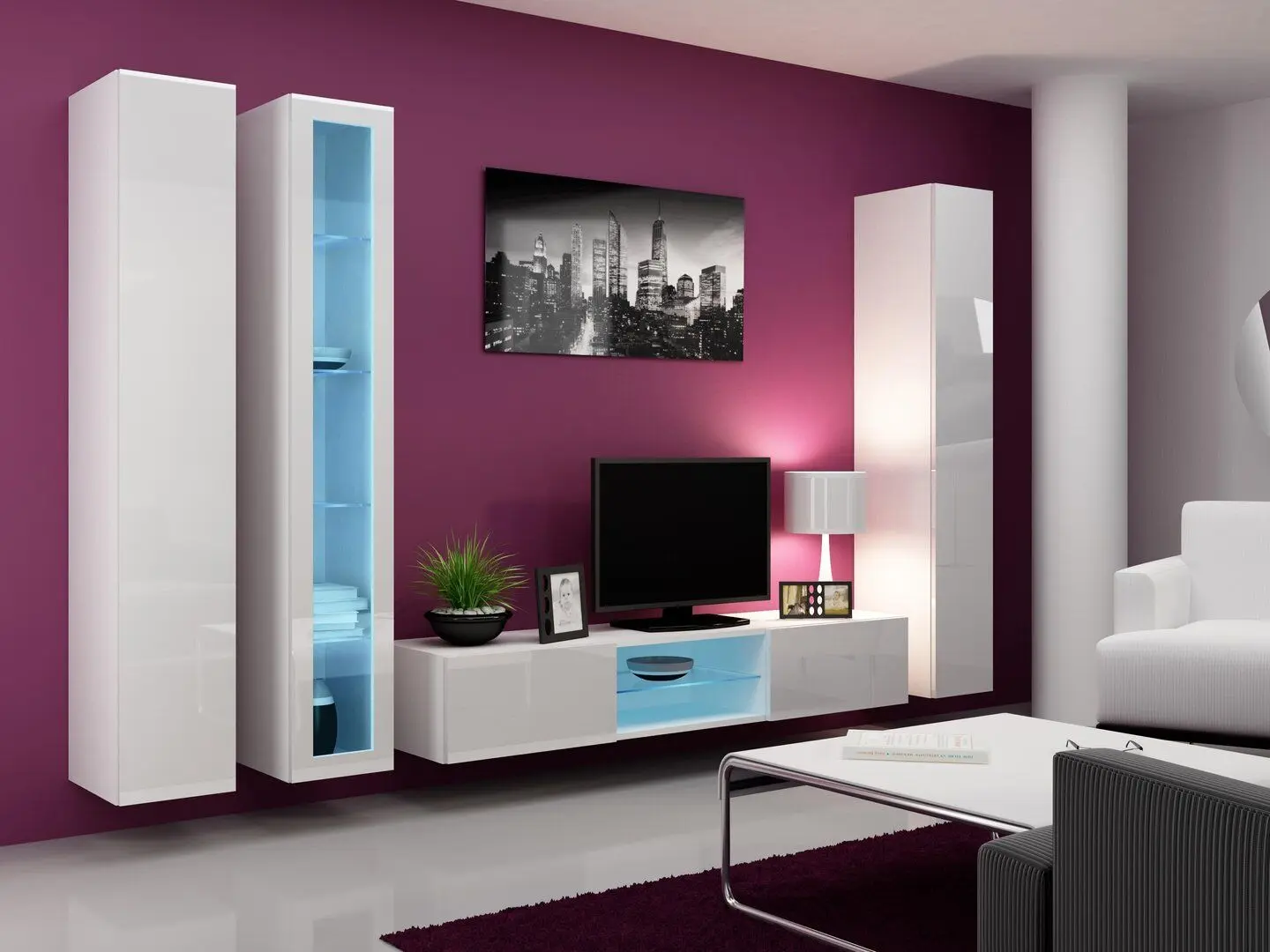 Vitrina Mirjan24 Zigo/Vigo 180 (White/White Gloss) - 3
