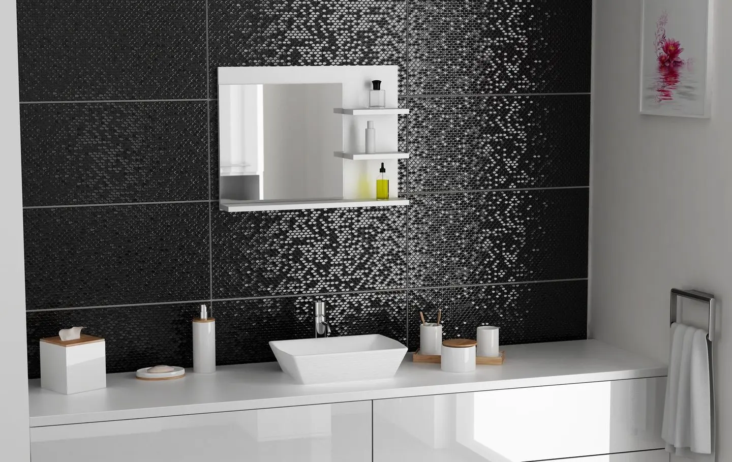 Oglinda cu raft TopEshop Lumo L3 (White)