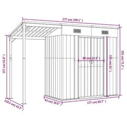 Casuta gradina VidaXL 364525 277x110.5x181 (Grey) Thumb