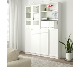 Biblioteca Ikea Billy/Oxberg panou/usa sticla 160x30x202 (Alb)