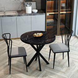 Обеденный набор Prestige Bendir Star Leg 70x75cm 1+2 (Black Marble/Black/White)