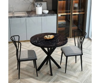 Set de sufragerie Prestige Bendir Star Leg 70x75cm 1+2 (Dark Marble/Black)