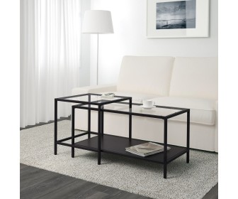 Set mese pentru reviste Ikea Vittsjo 90x50 (Negru-maro/Sticla)