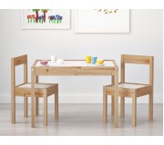 Set masa+2 scaune Ikea Latt (Alb/Pin)