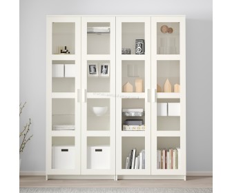 Книжный шкаф Ikea Brimnes стеклянные дверцы 160x35x190 (Белый)