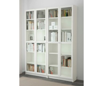 Книжный шкаф Ikea Billy/Oxberg стекло 160x30x202 (Белый)