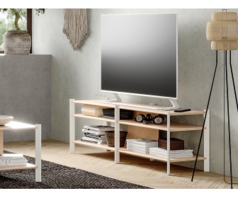 Тумба РТВ Ikea Jattesta 160x40x49 (Белый/Светлый Бамбук)