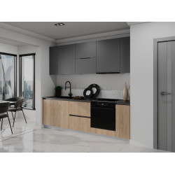 Bucatarie modulara Bayro Monty 3 2.4m (Stone Grey/Rockford Hickory)