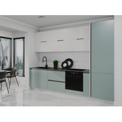 Bucatarie modulara Bayro Monty 9 3.0m (Light Cream/Relax Green)