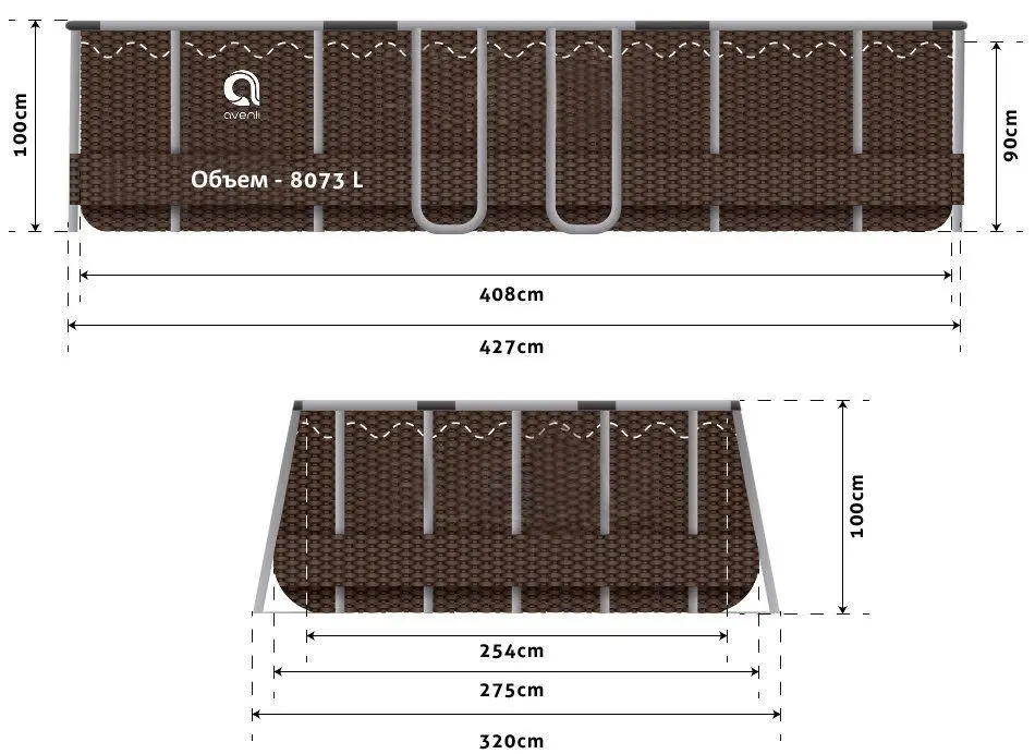 Каркасный бассейн 16в1 Avenli 2820 427x275x100cm (Brown)