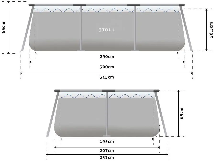 Piscina cu cadru 15in1 Avenli 2815 300x207x65cm (Grey)