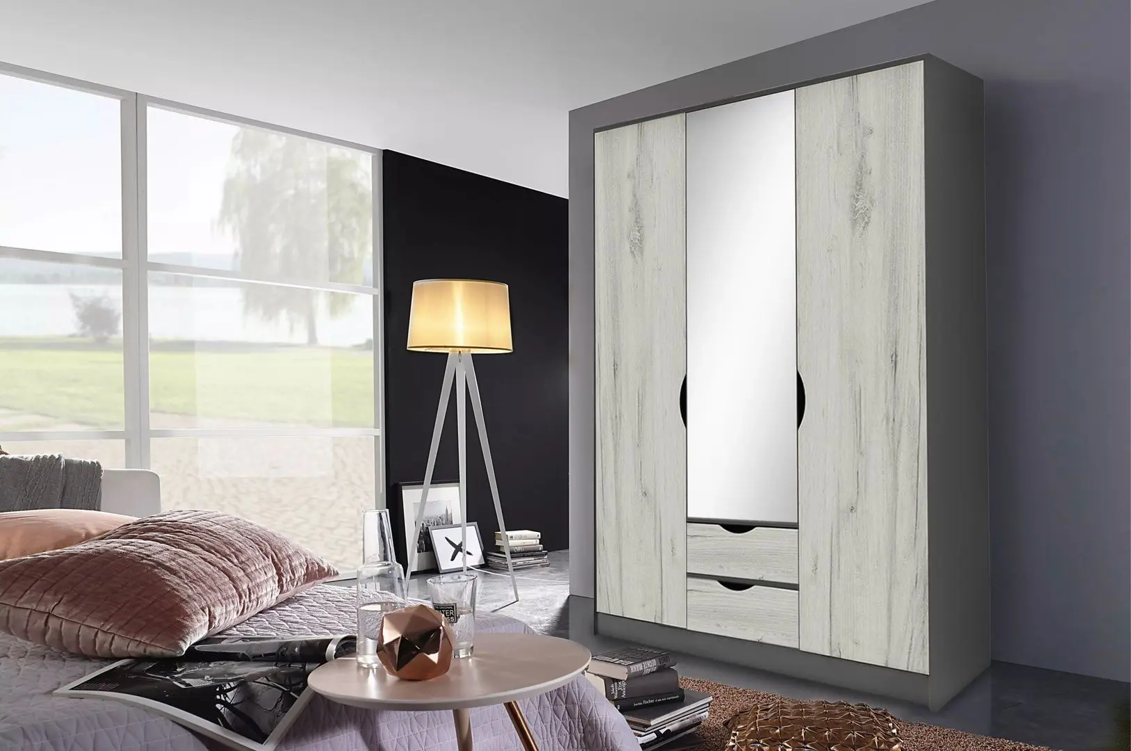 Dulap Yasen Disney 3D2S1O (Graphite Gray/Craft Oak White)