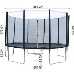 Trambulina cu plasa de protectie Malatec 3252 366cm (Black) Thumb