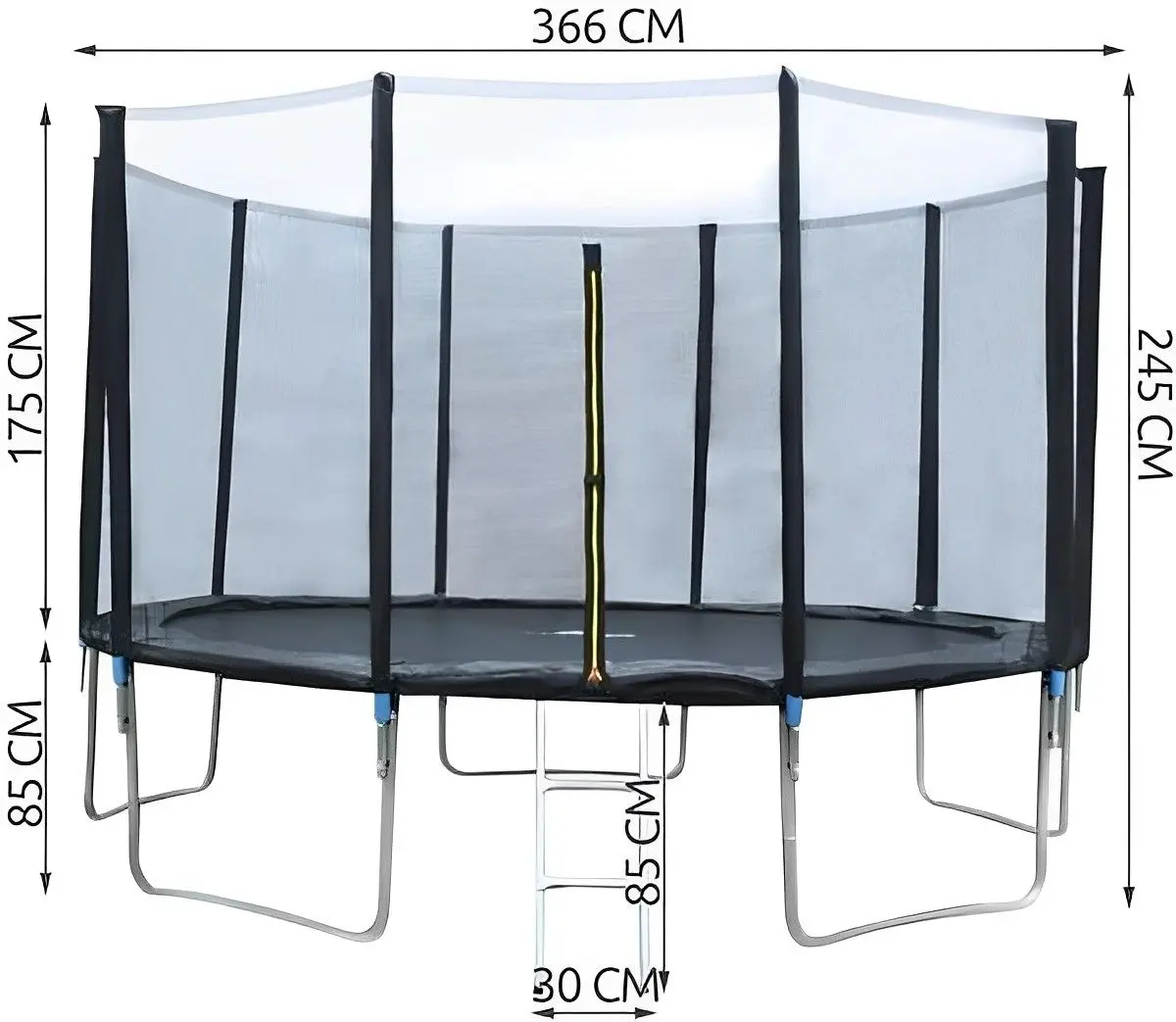 Trambulina cu plasa de protectie Malatec 3252 366cm (Black)