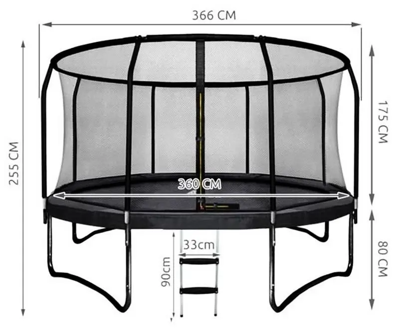 Trambulina cu plasa de protectie Malatec 7509 366cm (Black) - 7