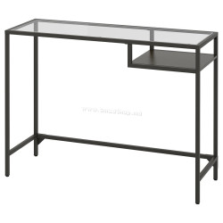 Masa de birou Ikea Vittsjo 100x36 (Negru-Maro/Sticla)