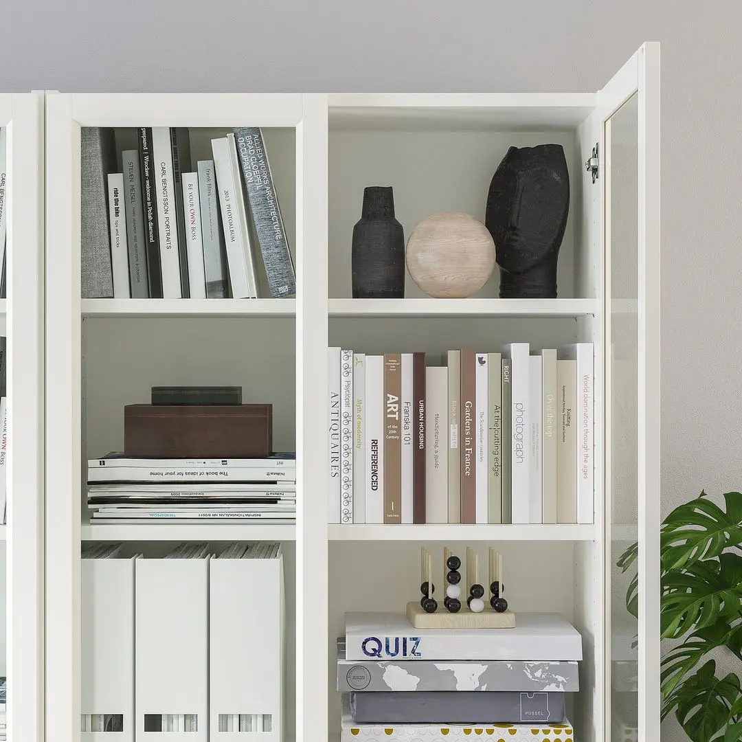 Biblioteca Ikea Billy/Oxberg usi sticla 160x30x202 (Alb)