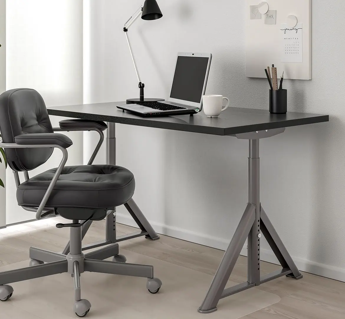 Masa de birou Ikea Idasen 120x70 (Negru/Gri Inchis)