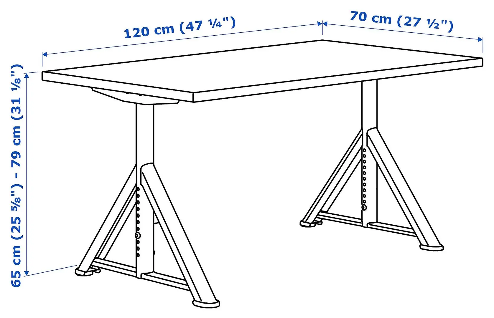 Masa de birou Ikea Idasen 120x70 (Negru/Gri Inchis)