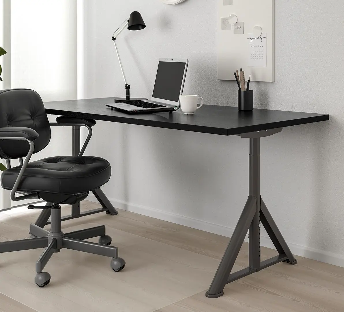 Письменный стол Ikea Idasen 160x80 (Черный/Темно-серый)