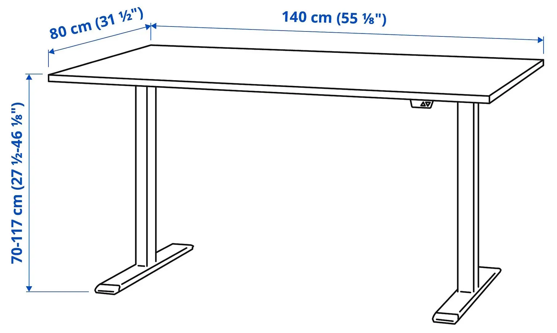 Masa de birou Ikea Rodulf cu înălțime electro-reglabilă 140x80 (Gri/Alb)