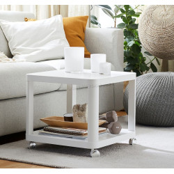 Masa pentru reviste Ikea Tingby cu rotile 64x64cm (Alb)