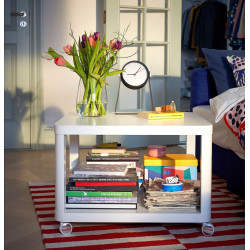 Masa pentru reviste Ikea Tingby cu rotile 64x64cm (Alb) Thumb