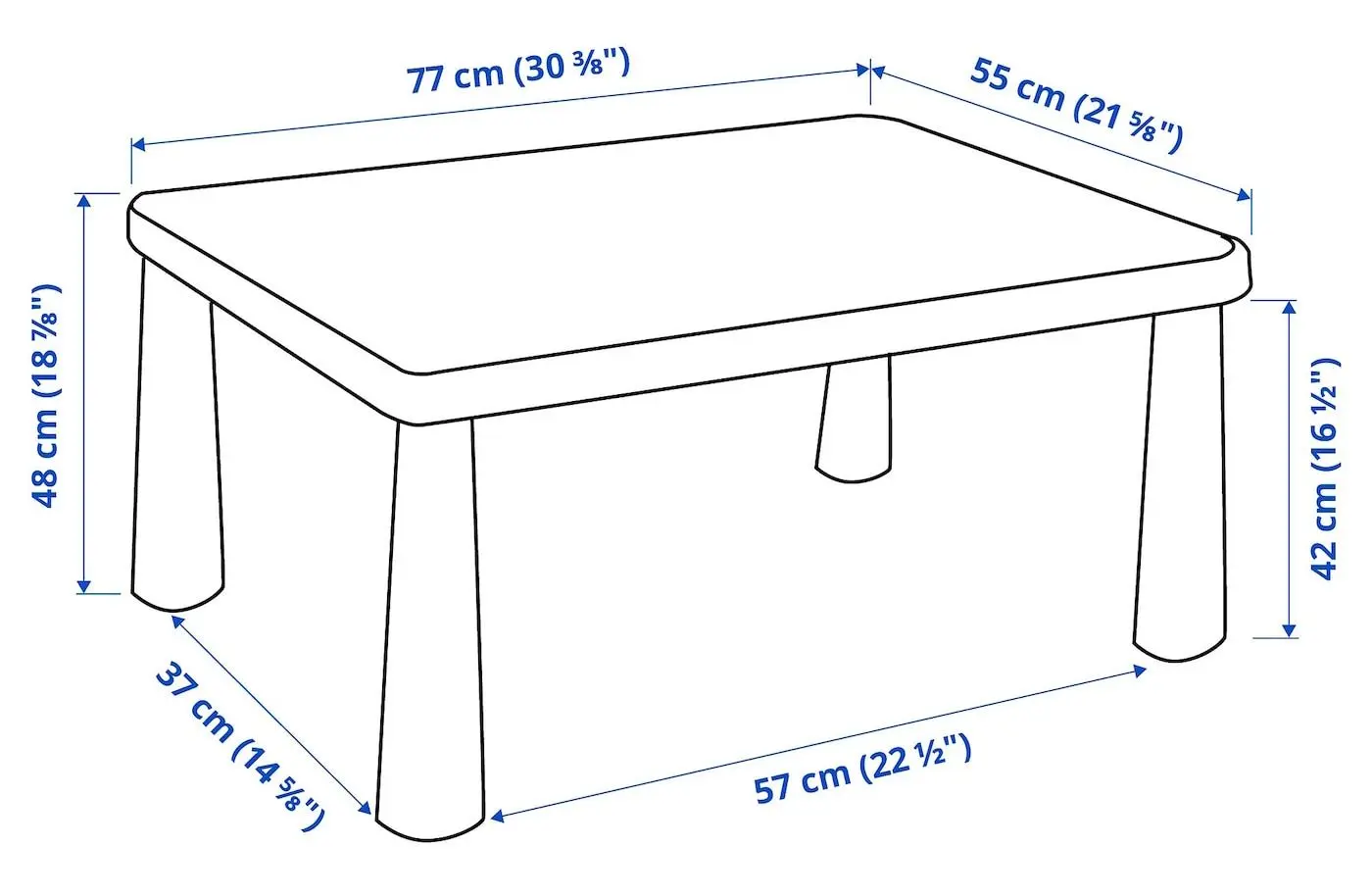 Столик детский Ikea Mammut 77x55 (Белый)