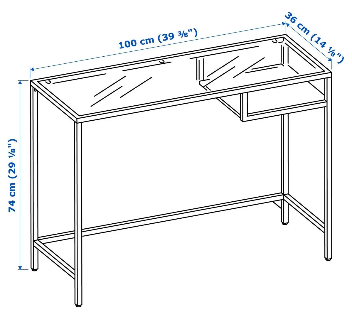 Письменный стол Ikea Vittsjo 100x36 (Черно-Коричневый/Стекло)