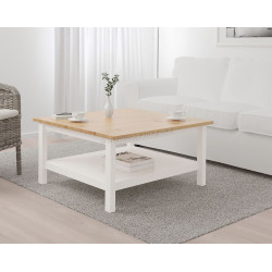 Журнальный столик Ikea Hemnes 90x90 (Белая Морилка/Светло-коричневый)