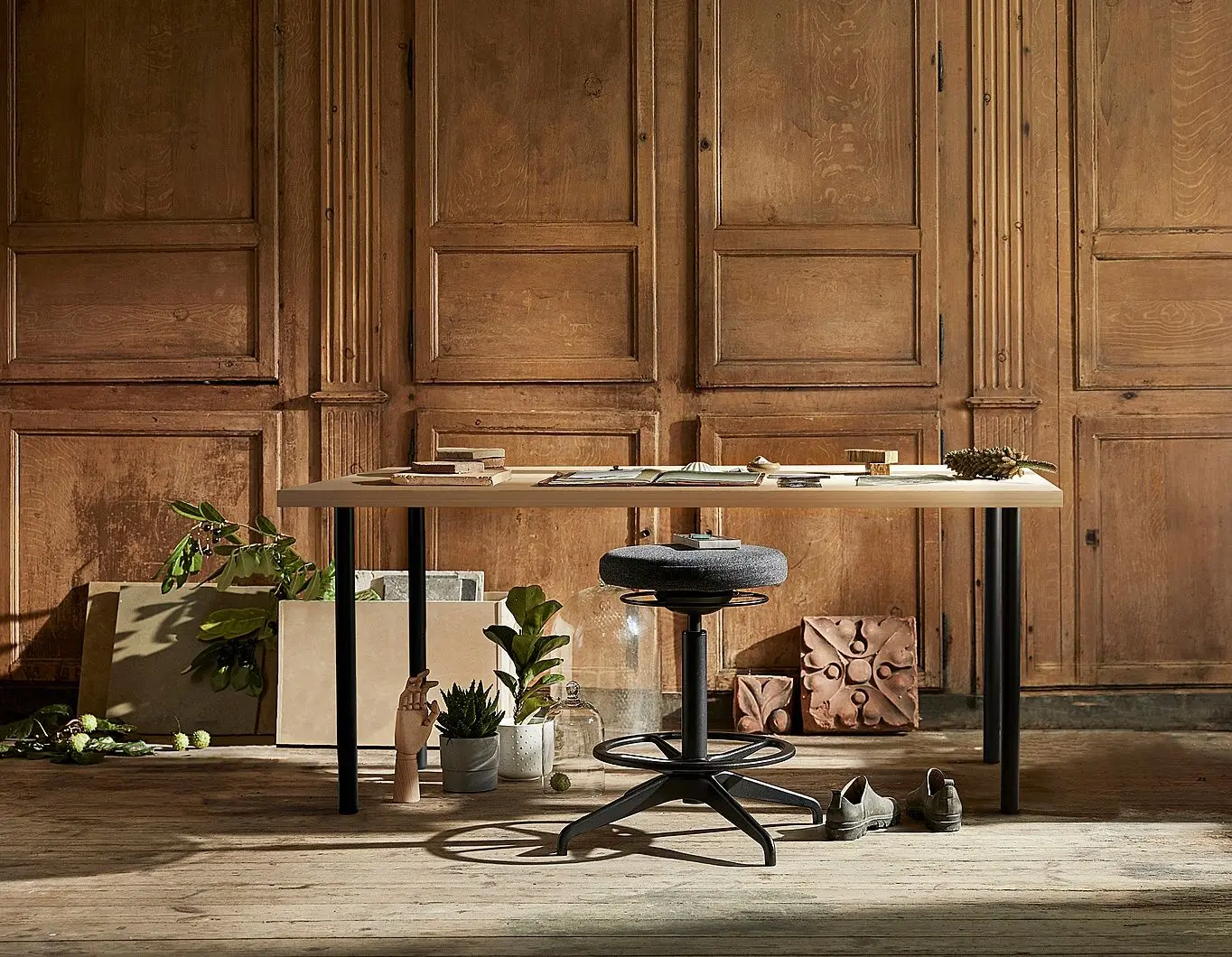 Письменный стол Ikea Lagkapten/Adils 140x60 (Имитация состаренного дуба/Черный)