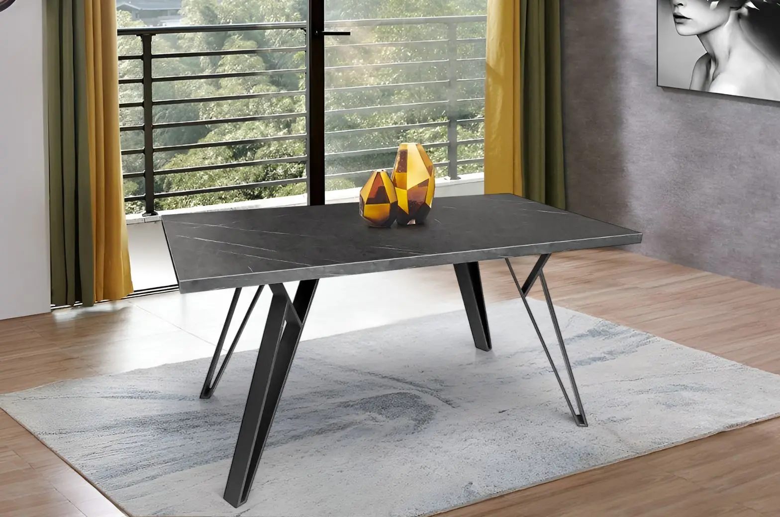 Стол DP Tokyo 150x80cm (Black Marble/Black)