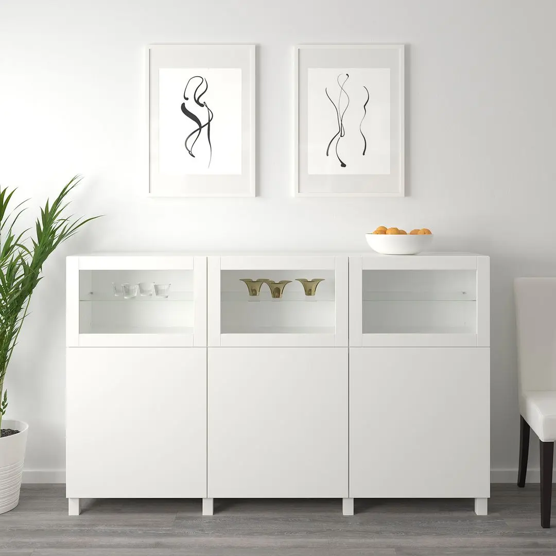 Буфет Ikea Besta/Lappviken/Sindvik прозрачное стекло 180x42x112 (Белый)
