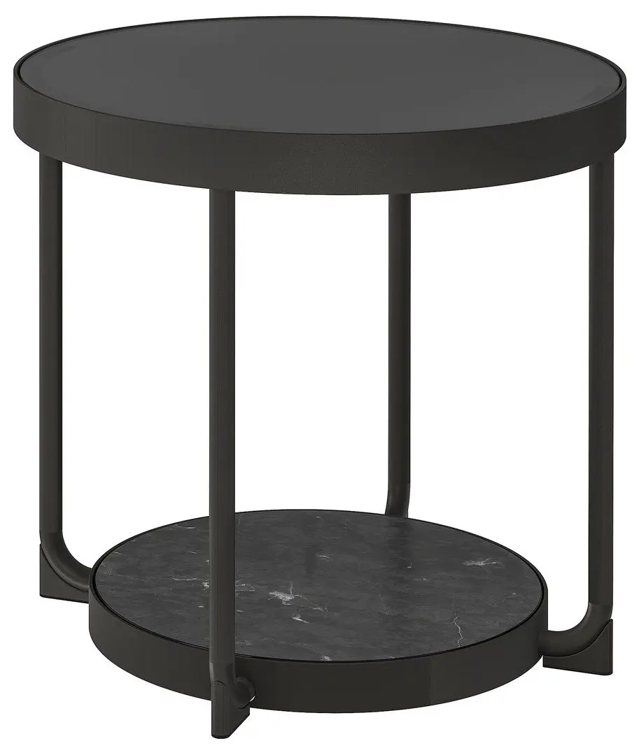 Masuta de cafea Ikea Frotorp sticla 48cm (Antracit/Aspect marmura/Negru)