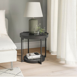 Masuta de cafea Ikea Frotorp sticla 48cm (Antracit/Aspect marmura/Negru)