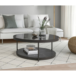 Masuta de cafea Ikea Frotorp sticla 88cm (Antracit/Aspect marmura/Negru)