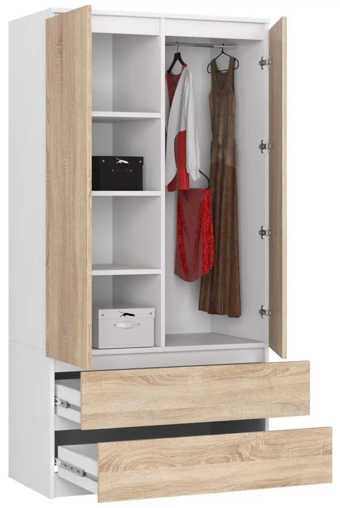 Шкаф Akord S90 2D2SZ (White/Sonoma Oak)