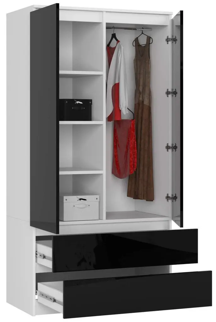 Шкаф Akord S90 2D2SZ (White/Black Gloss)