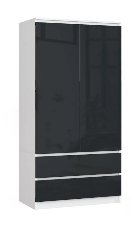 Dulap Akord S90 2D2SZ (White/Graphite Gloss) - 2