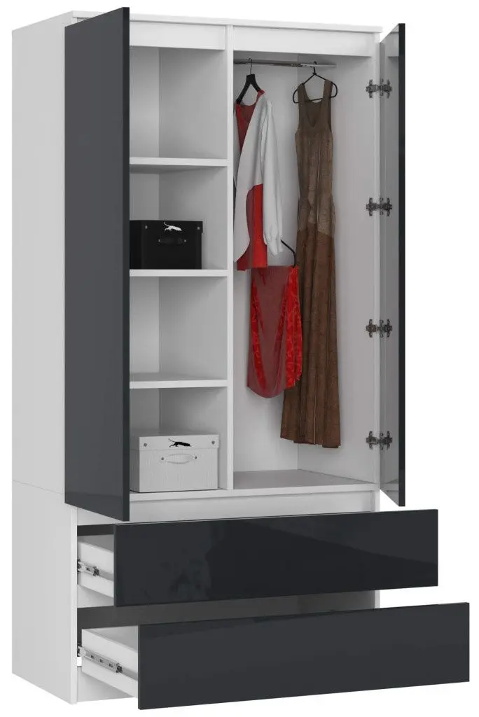 Dulap Akord S90 2D2SZ (White/Graphite Gloss) - 3