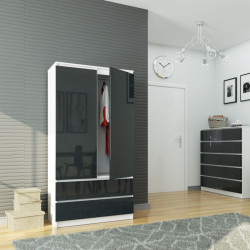 Dulap Akord S90 2D2SZ (White/Graphite Gloss)