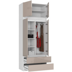 Шкаф с антресолью Akord S90 2D2SZ (White/Cappuccino Gloss) Thumb