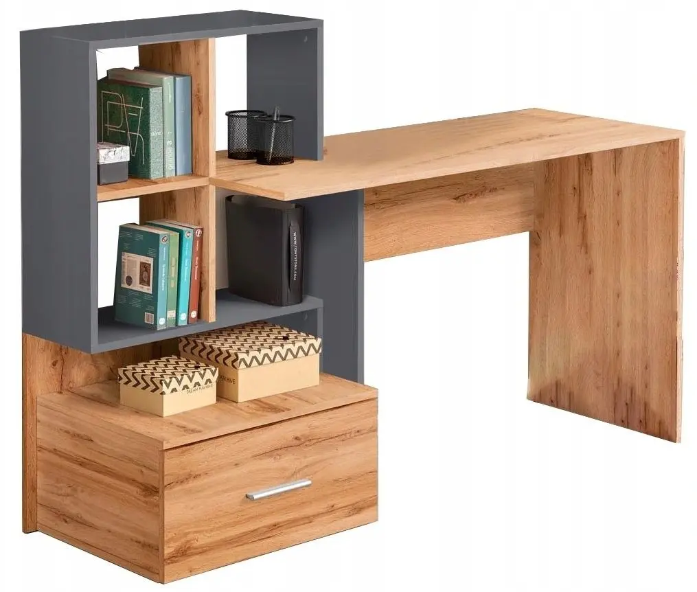 Masa de birou Halmar Grosso (Wotan Oak/Anthracite)