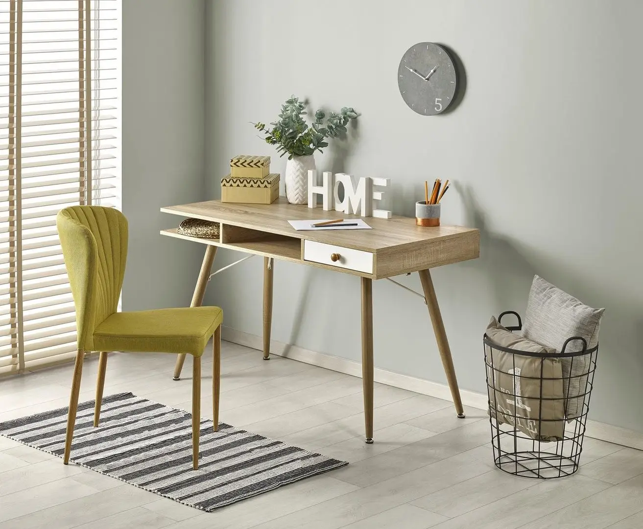 Masa de birou Halmar B34 (Sonoma Oak/White)