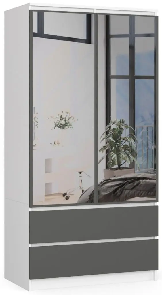 Шкаф Akord S90 2D2SZ 2 Lustro (White/Graphite Gray)