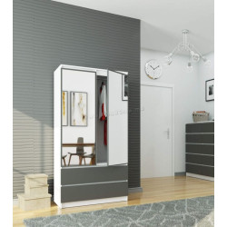 Dulap Akord S90 2D2SZ 2 Lustro (White/Graphite Gray)