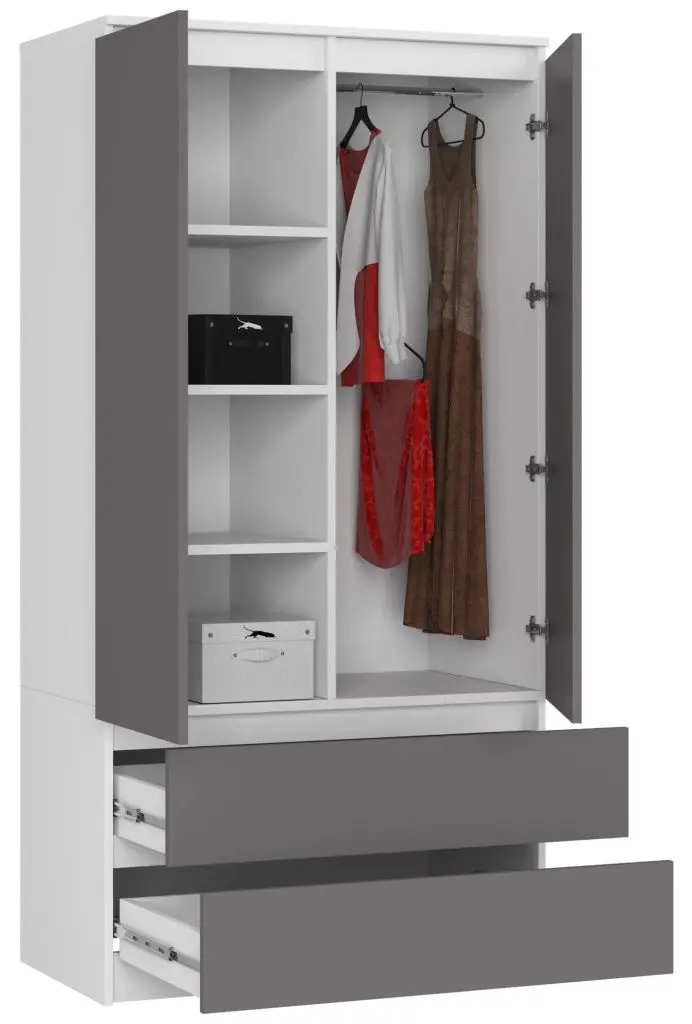 Dulap Akord S90 2D2SZ (White/Graphite Gray)